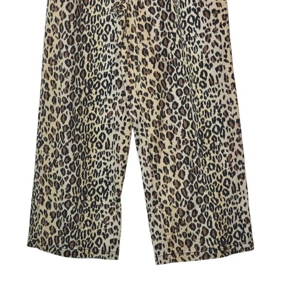 House of Harlow Leopard Animal Print Pant Wide Leg High Rise Brown Black Size M - Picture 6 of 13